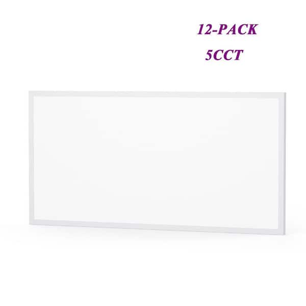2 ft. x 4 ft. 7700 Lumens White Integrated LED Flat Panel Light for Office Drop Ceiling Fixture 5CCT Dimmable (12-Pack)