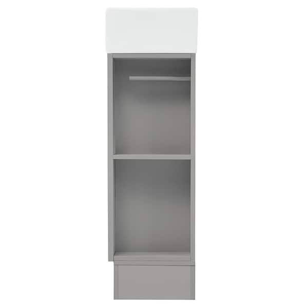 Lodi 18.6 in. White Ceramic Top Slim Bathroom Vanity & Sink, Cabinet with 2-Tier Shelf, Grey