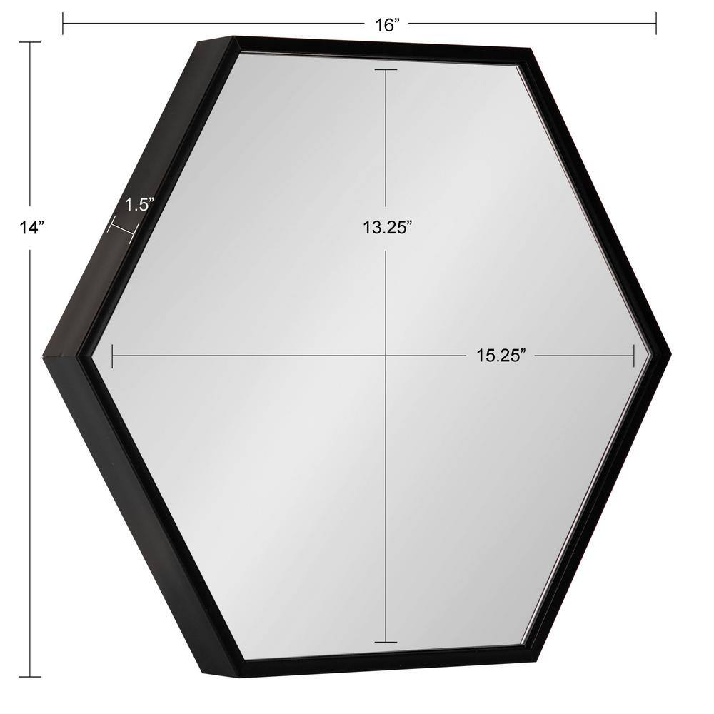 Black Hexagon Wall Mirror Set, 3 Pieces, 14x16