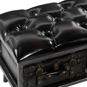 Black Storage Bench with Tufted Faux Leather 18 in. X 48 in. X 16 in.