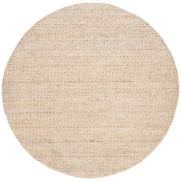 Natural Fiber 9 ft. x 9 ft. Round Bleach Solid Color Area Rug
