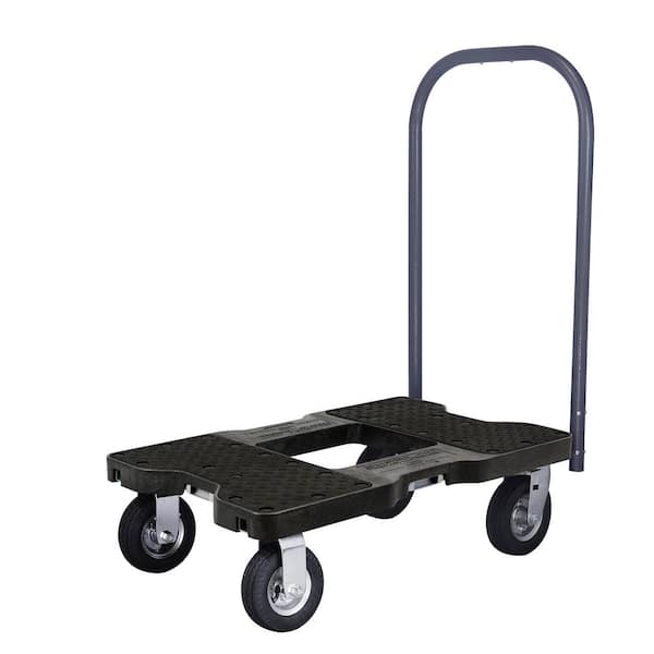 SNAP-LOC 1,500 lbs. Capacity Professional Air-Ride Push Cart E-Track Dolly in Black