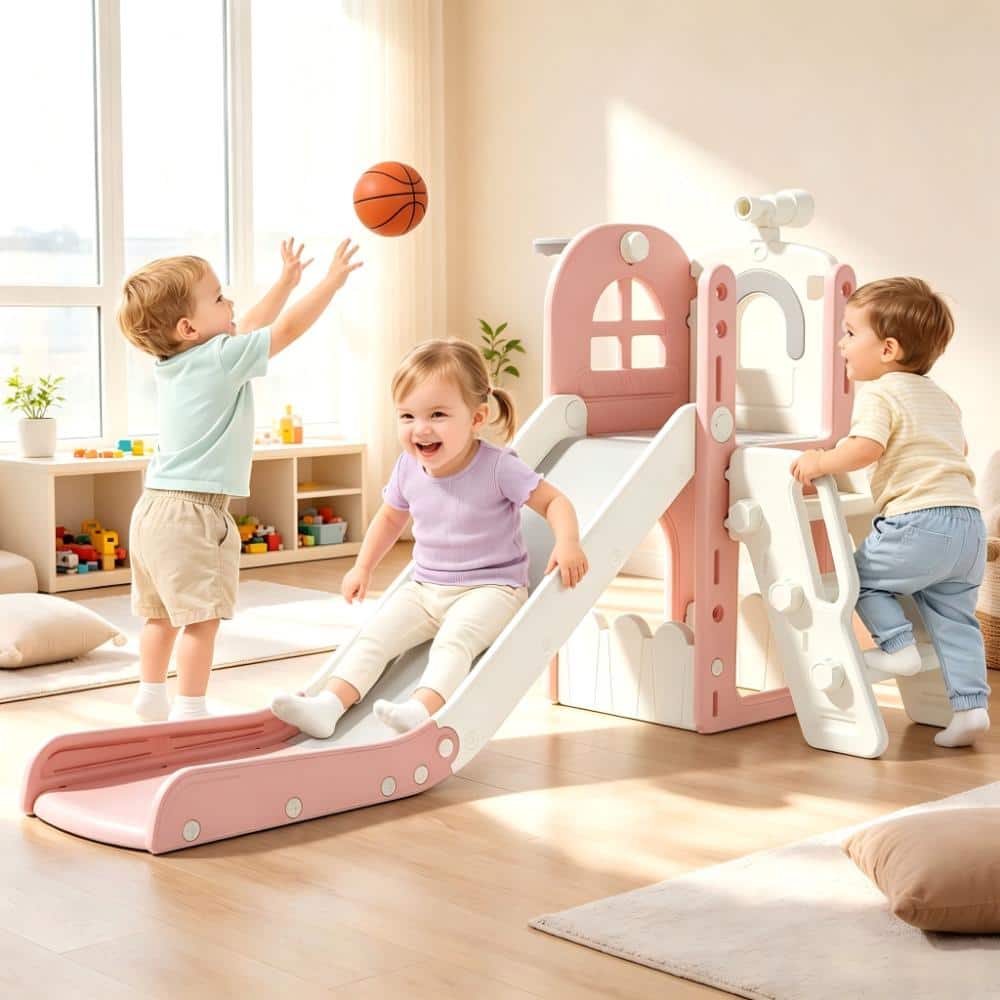 6-in-1 Toddler Slide Indoor Outdoor Playset with Basketball Hoop Foldable Kids Playground ASTM Certified price history on PriceWatchPro