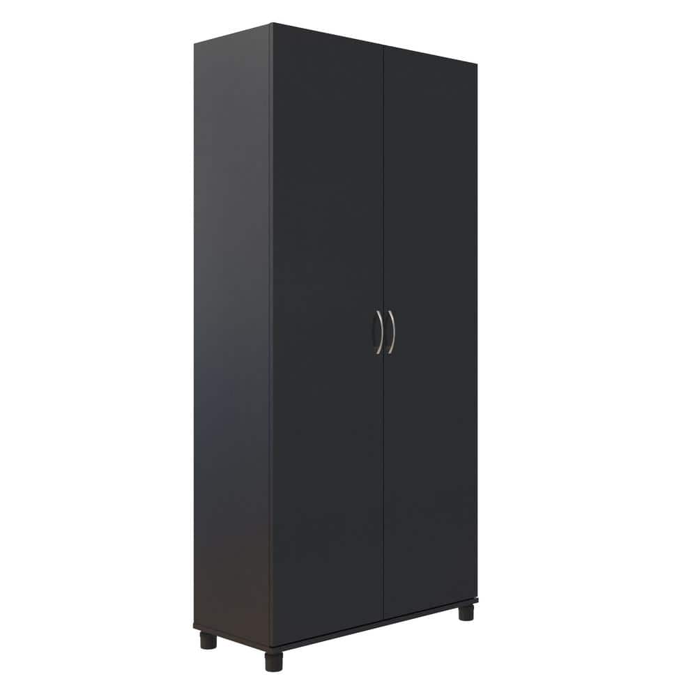 Lonn 36" Black Freestanding Utility Storage Cabinet with Adjustable Shelving