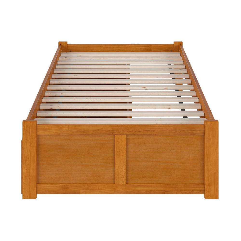 Light Toffee Twin XL Wood Platform Bed with Storage Drawers