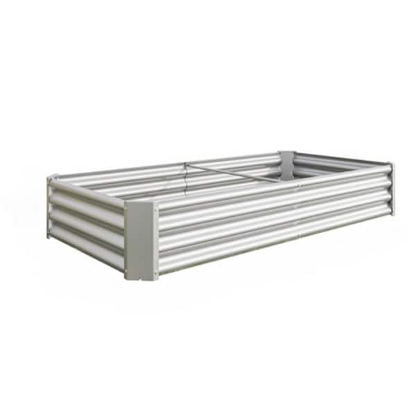 Raised Garden Bed Outdoor, 6 x 3 x 1 ft. Metal Raised Rectangle Planter Beds for Plants, Greenhouse, Vegetables, Silver