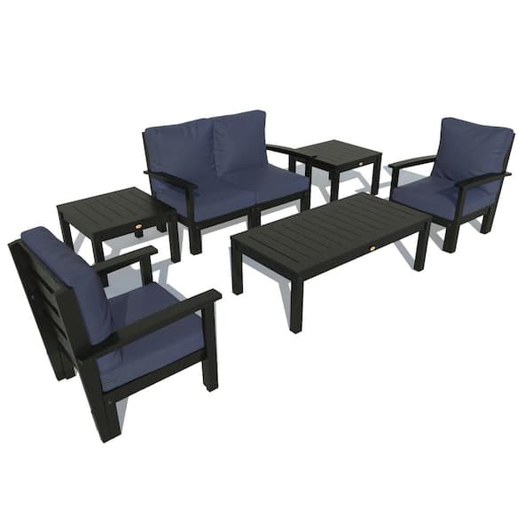 Highwood 6-Piece Plastic Outdoor Loveseat, Set of Chairs, Conversation Bespoke Deep Seating and 2 Side Tables with Cushions