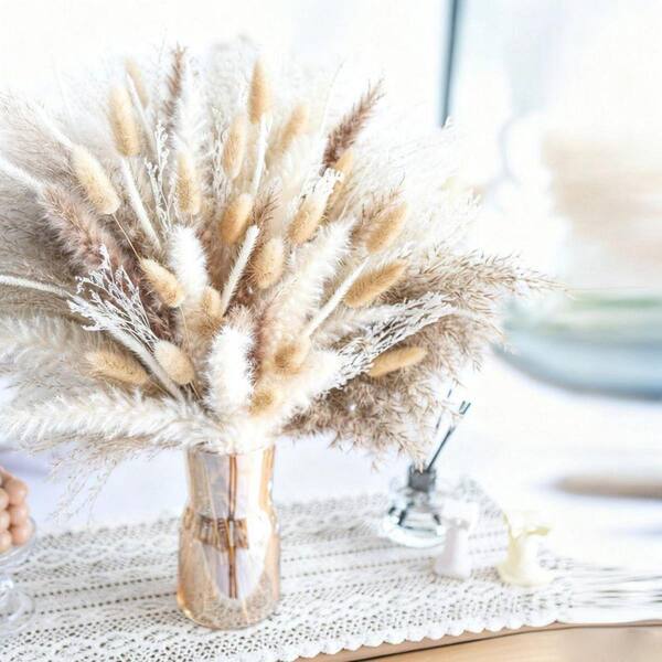 17 in. Brown Artificial Plant Natural Pampas Grass Mix Bouquet (440PCS) HDDTGDRCJW