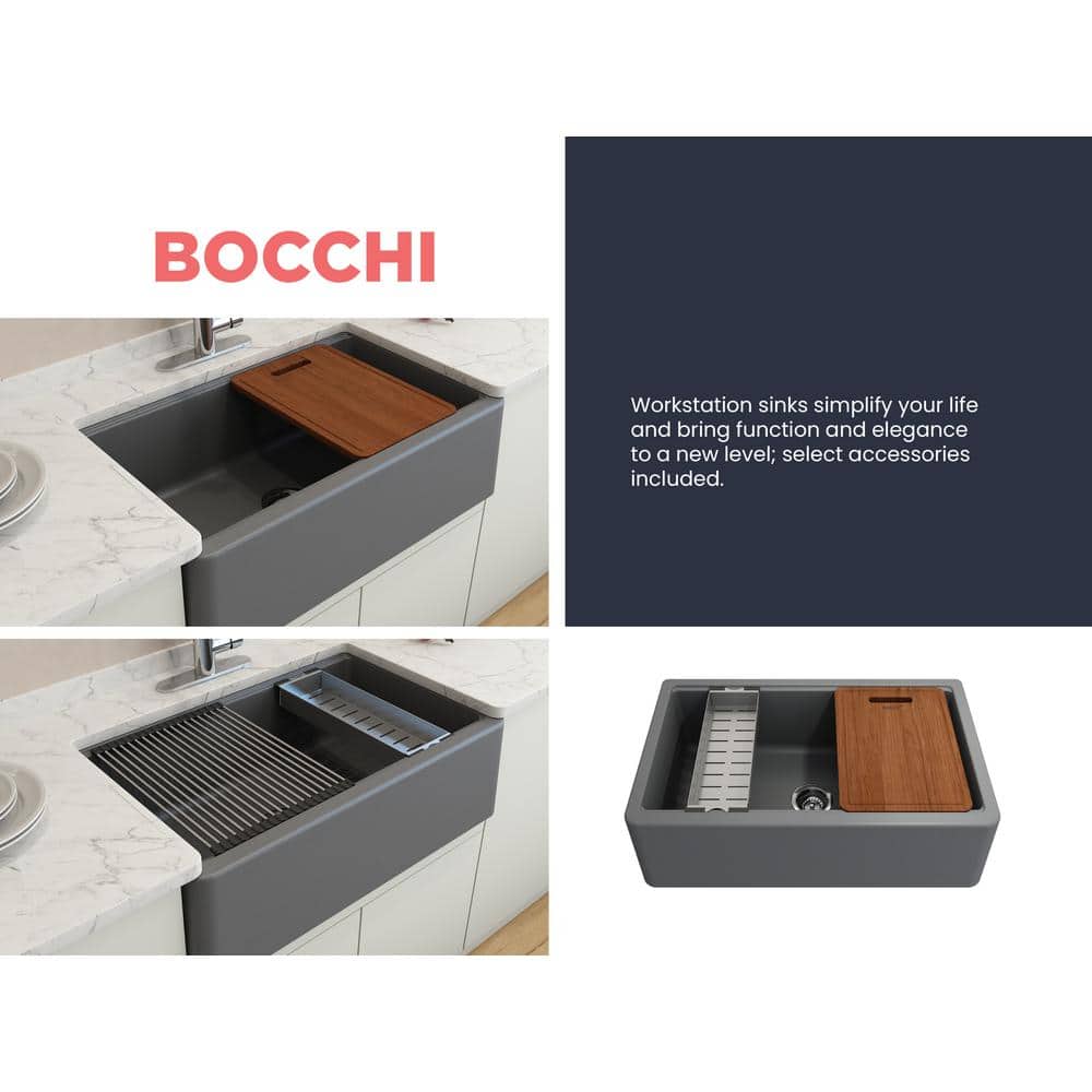 Arona 33'' Concrete Gray Granite Farmhouse Kitchen Sink