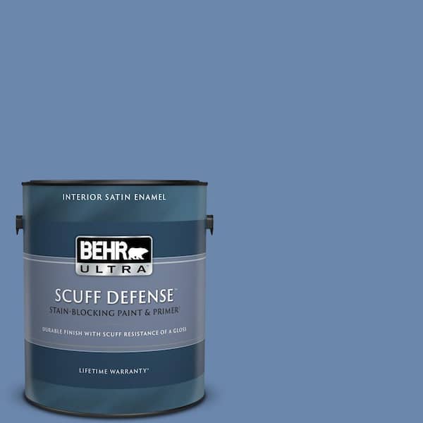 BEHR ULTRA 1 gal. #M530-5 Cowgirl Blue Extra Durable Satin Enamel Interior Paint & Primer