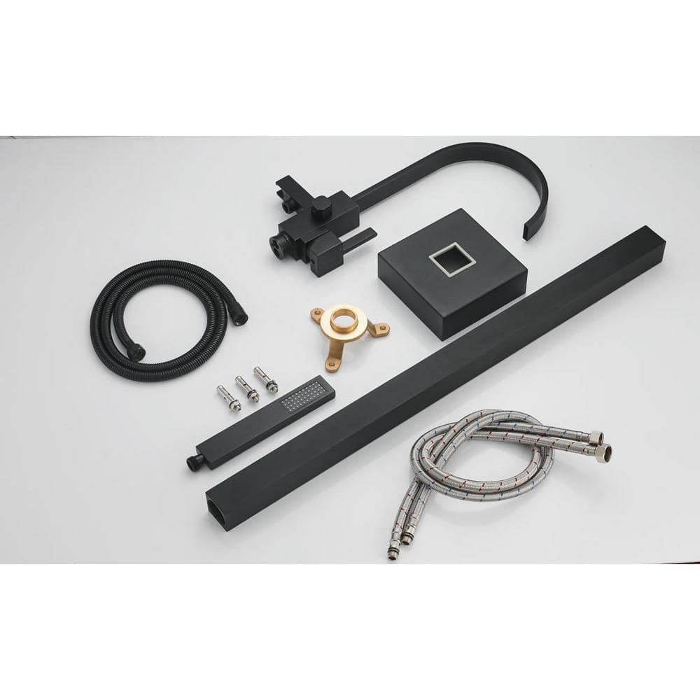 Matte Black Freestanding Tub Faucet with Hand Shower