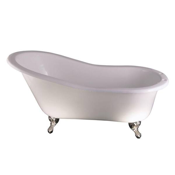 Pegasus 5 ft. Cast Iron Ball and Claw Feet Slipper Tub in White