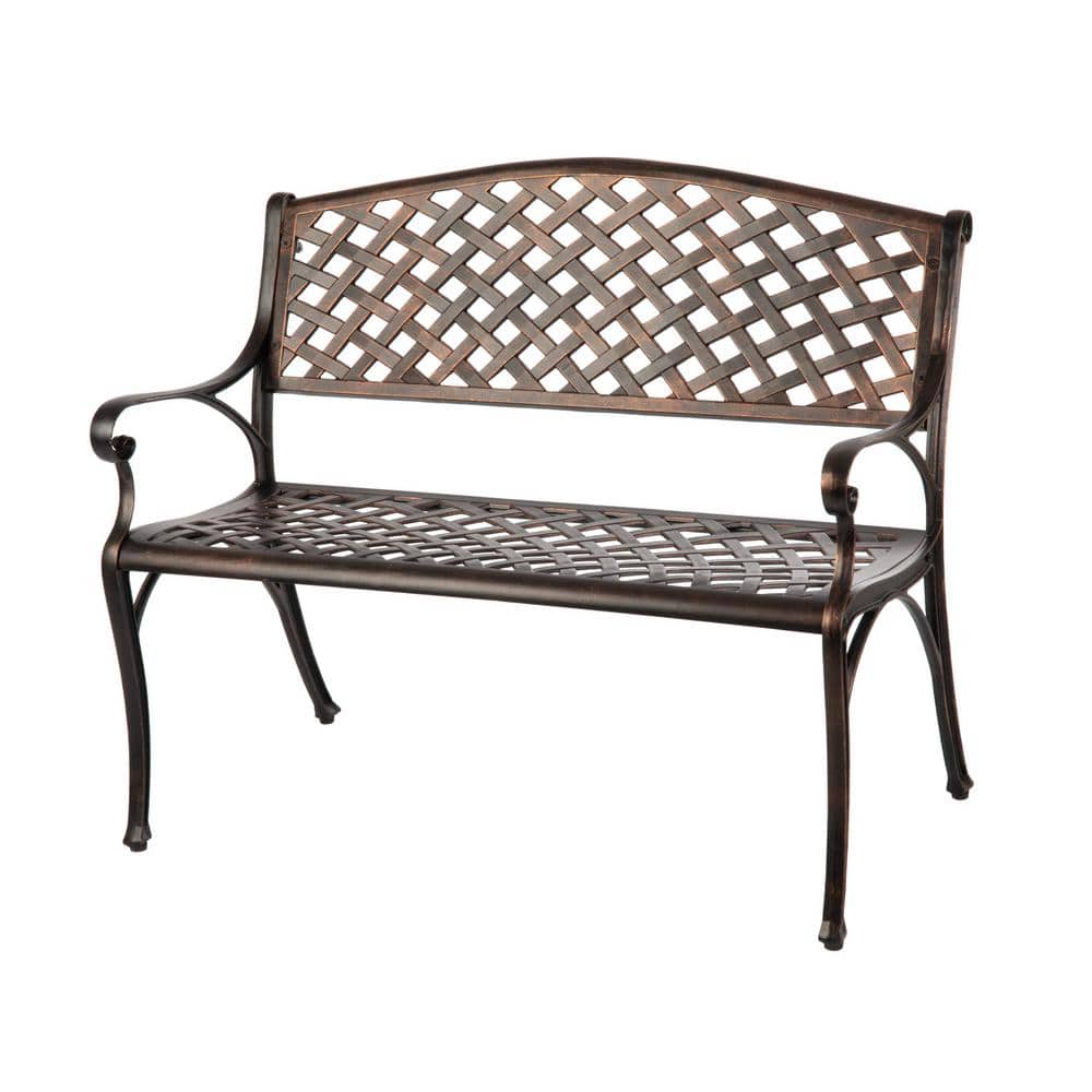 40 in. Antique Bronze Aluminum Outdoor Bench