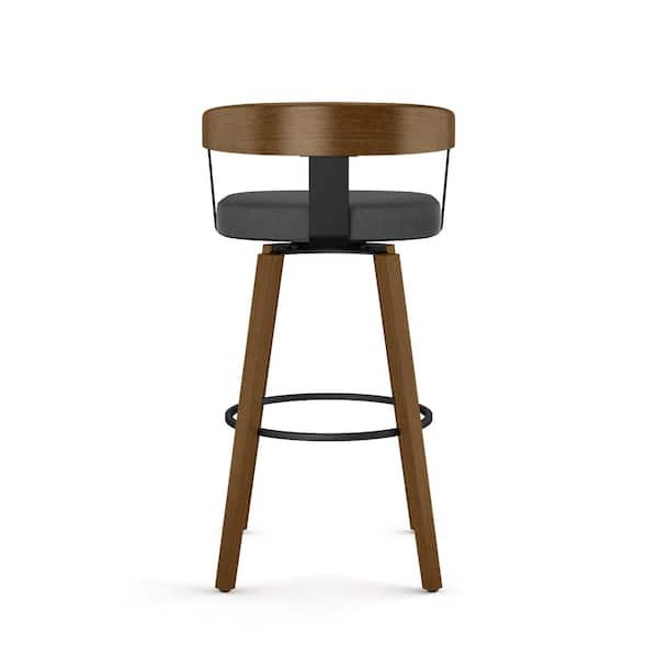 Amisco Cohen 30 Charcoal Grey Polyester Light Brown Wood