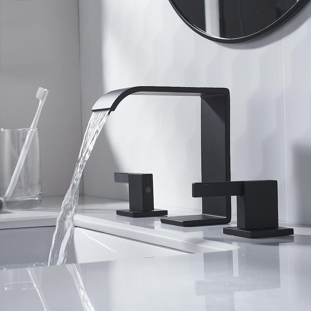 Matte Black Stainless Steel 8-Inch Widespread Bathroom Faucet