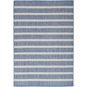 Positano Navy Ivory 5 ft. x 7 ft. Stripes Contemporary Area Rug