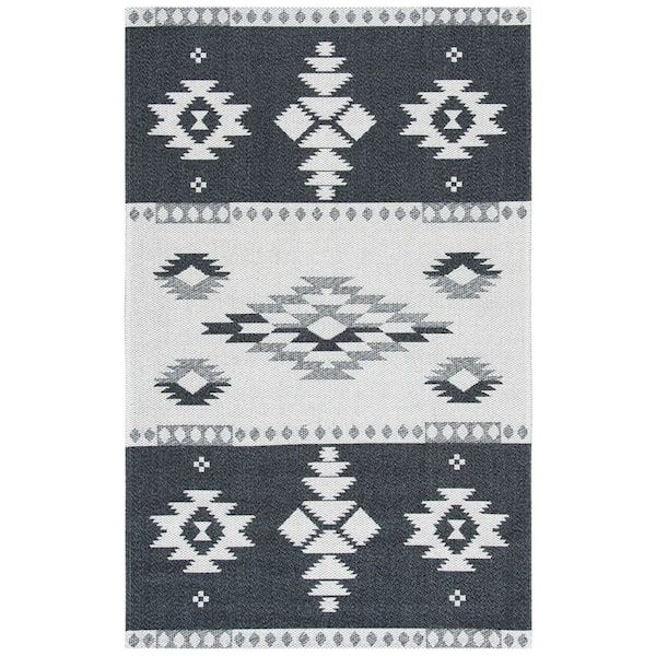 Augustine 3 ft. x 5 ft. Black/Light Gray Ikat Western Area Rug