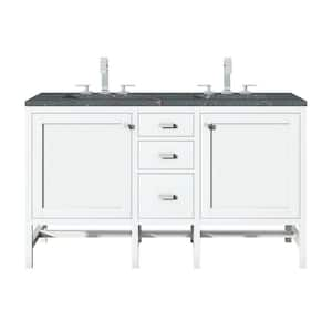 Addison 60.0 in. W x 23.5 in. D x 35.5 in. H Bathroom Vanity in Glossy White with Parisien Bleu Silestone Quartz Top