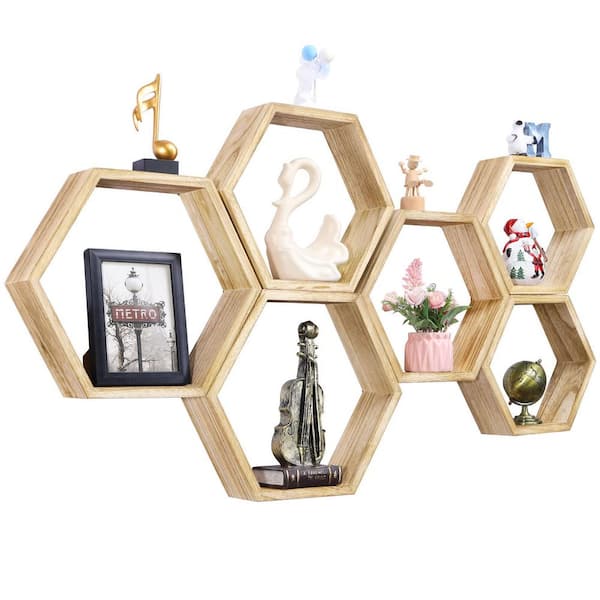 Unbranded 15 in. W x 3 in. D Wood Floating Decorative Wall Shelf Set of 6