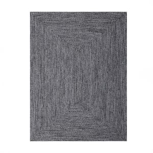Braided Charcoal/White 3 ft. x 5 ft. Solid Indoor/Outdoor Area Rug