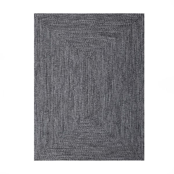 Braided Charcoal/White 3 ft. x 5 ft. Solid Indoor/Outdoor Area Rug