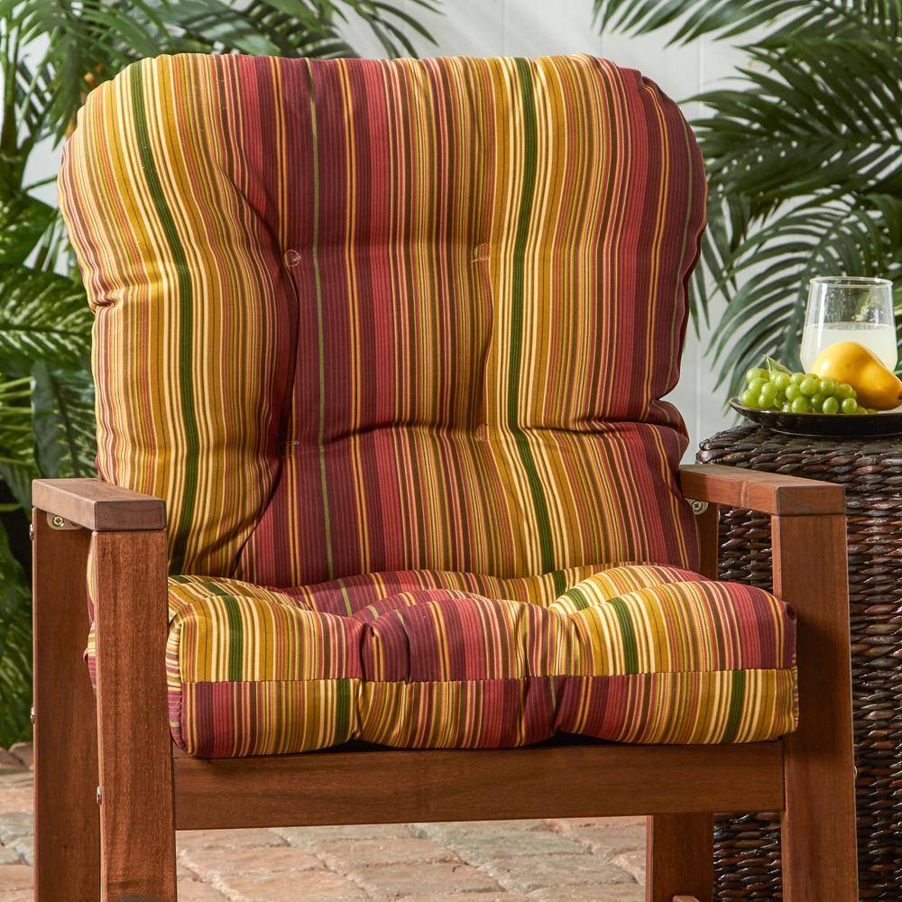 Kinnabari Stripe Transitional Outdoor Chair Cushion 42"x21"