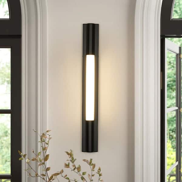 Orin Minimalist 1-Light Matte Black Dimmable 24 in. Linear LED Wall Sconce with Semi-Cylindrical Acrylic Shade