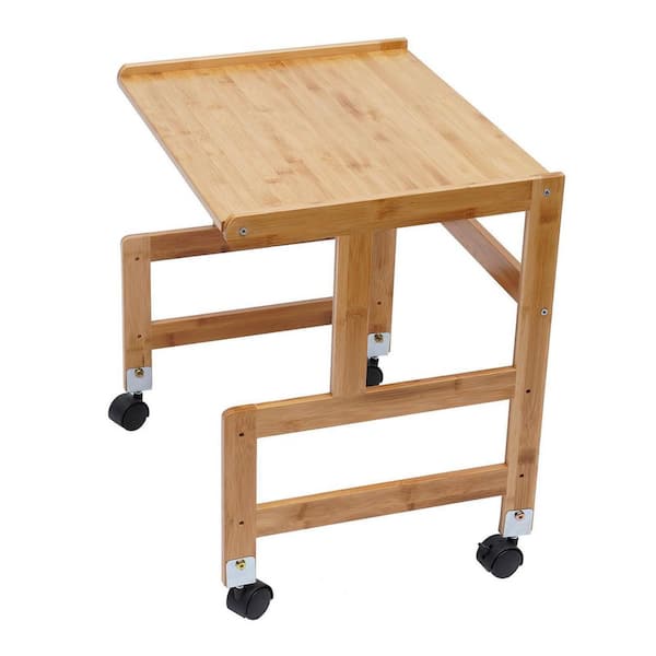 YIYIBYUS Single layer Bamboo Printer Stand with Wheels in Wood Color