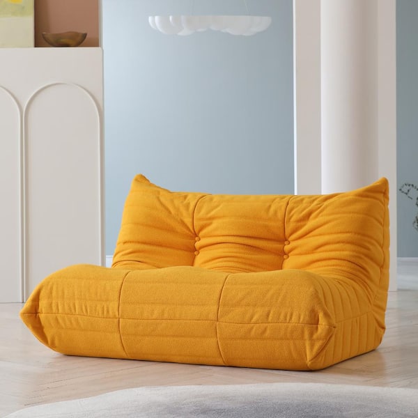 J&E Home 34.25 in. W Armless Teddy Velvet Modular Lazy Floor Sofa in. Green