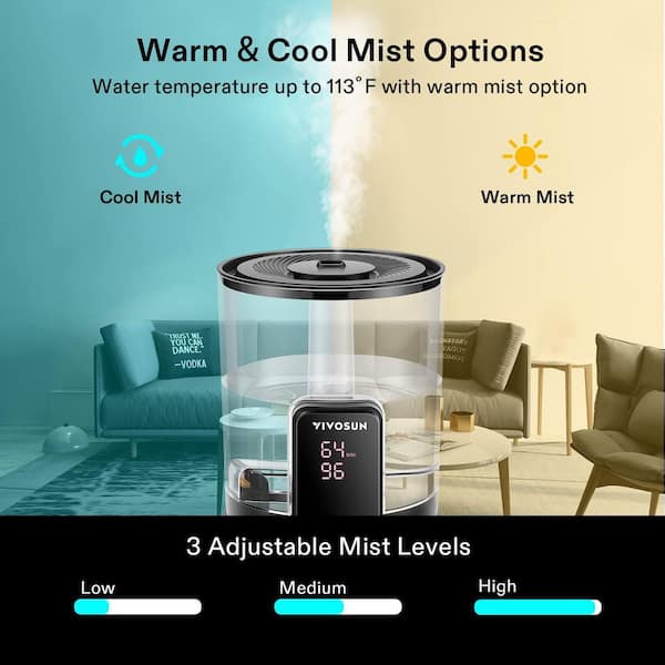 Honeywell Cool Mist Humidifier Electronic Controls 1.5 Gallon with  Essential Oil Tray Adjustable Digital Humidistat