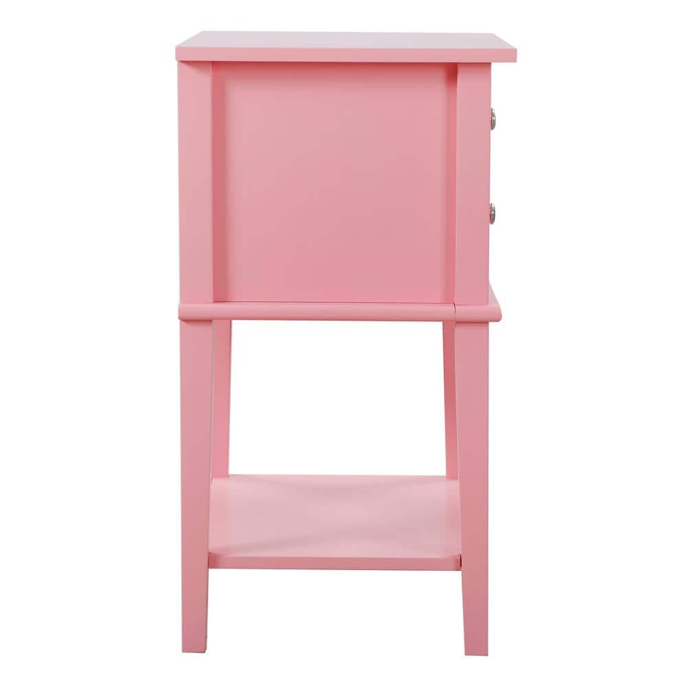 Newton Pink 2-Drawer Nightstand with Open Shelf