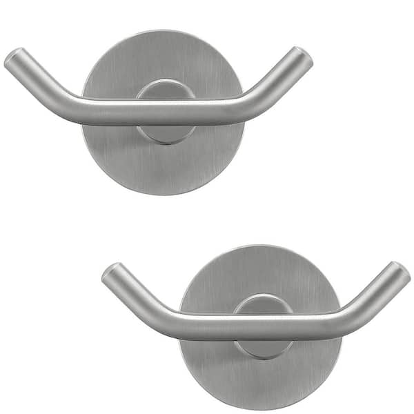 2-Pack J-Hook Double Robe/Towel Hook in Stainless Steel Brushed Nickel