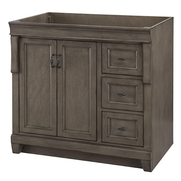 Home Decorators Collection Naples 36 in. W x 21.63 in. D x 34 in. H Bath Vanity Cabinet without Top in Distressed Grey