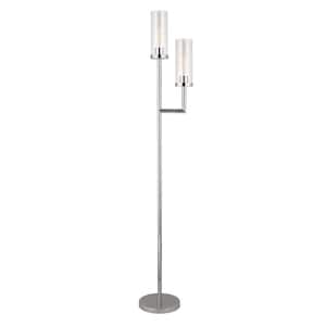 Basso 69.5 in. Polished Nickel Finish Floor Lamp with Clear Glass Shades