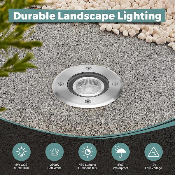 Cheopha 12V Low Voltage Landscape Well Light – In-Ground Light With Replaceable 4W Warm White MR16 LED, Weatherproof For Garden, Yard, And Driveway