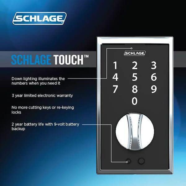 Schlage Century Style Touchscreen Deadbolt & Handleset in Aged