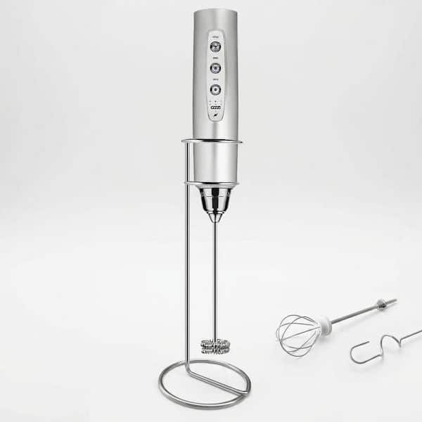 Rechargeable Milk Frother Wand Stainless Steel Whisks 3 Speed Stand Handheld Electric Drink Mixer