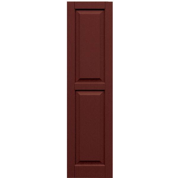Winworks Wood Composite 15 in. x 58 in. Raised Panel Shutters Pair #650 Board and Batten Red