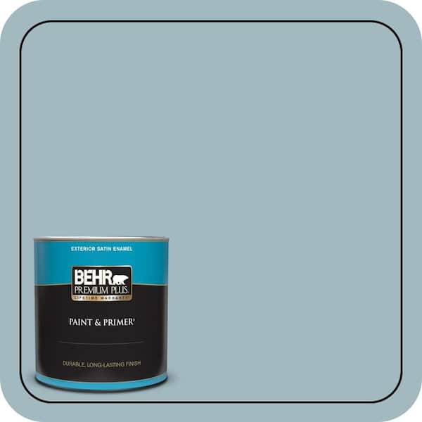 BEHR PREMIUM PLUS 1 qt. #BIC-23 Hopeful Blue Satin Enamel Exterior Paint & Primer