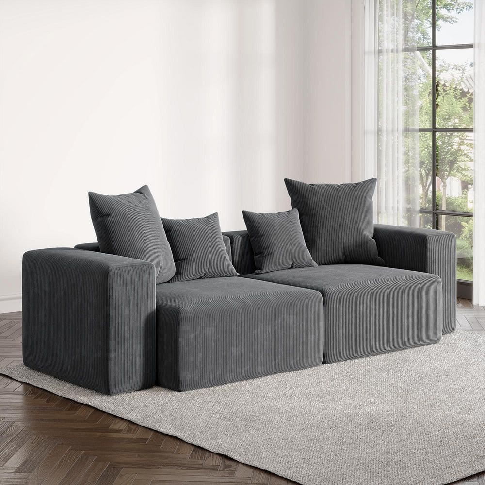 103.87 in. Square Arm 2-piece Corduroy Rectangle Modular Sectional Sofa in Gray price history on PriceWatchPro