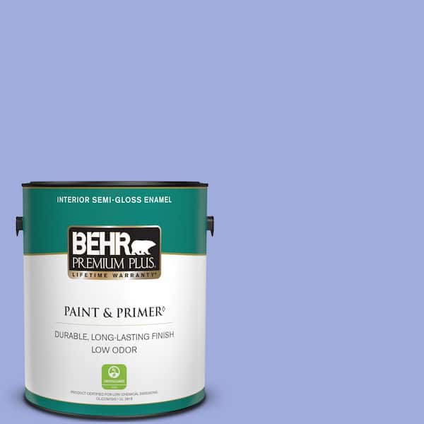 BEHR PREMIUM PLUS 1 gal. #P540-4 Lavender Sky Semi-Gloss Enamel Low Odor Interior Paint & Primer
