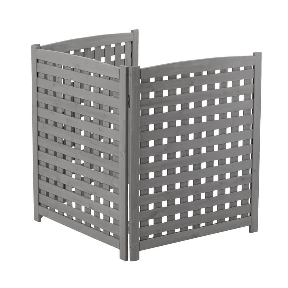 32 in. W x 38 in. H Gray Lattice Solid Wood Garden Air Conditioner Fence, 3-Panel Outdoor Wooden Privacy Screen Cover price history on PriceWatchPro