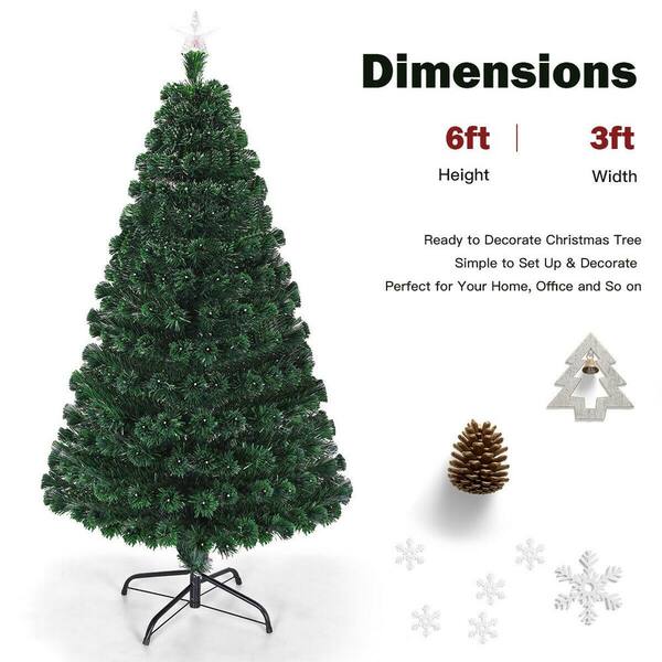 Costway 6 Ft Pre Lit Artificial Christmas Tree Fiber Optic With Multi Color Led Lights And Stand Cm20571 The Home Depot