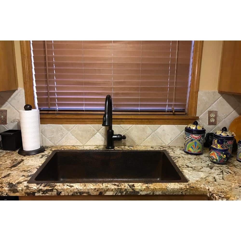33" Hammered Copper Single Basin Drop-In Kitchen Sink