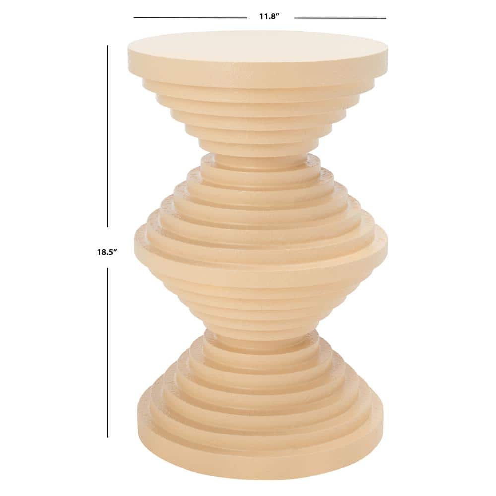 Cream Fluted Round Wood Accent Table