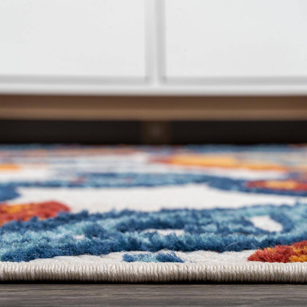 Julien Paisley Orange and Blue Indoor/Outdoor Area Rug
