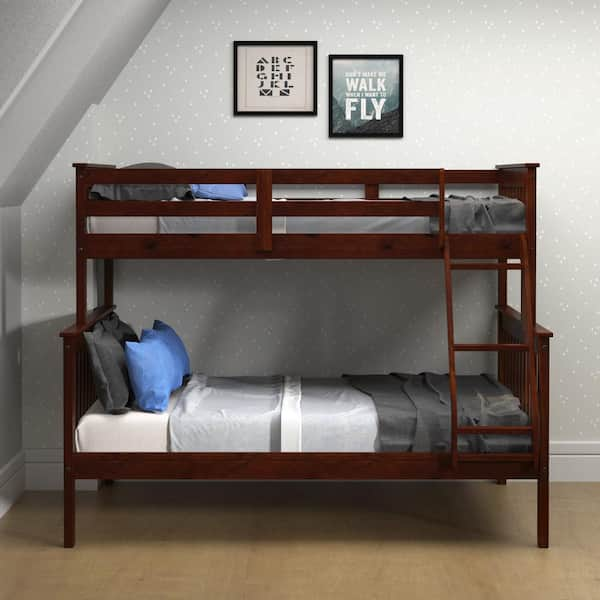 Donco Kids Cappuccino Pine & Brown Wood Twin & Full Mission Bunk