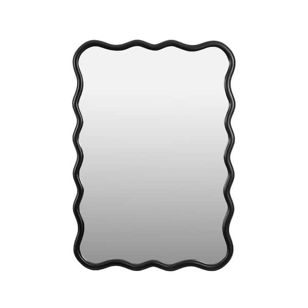 Miscool Anky Black 39.76 in. W x 27.95 in. H Rectangle Wooden Framed Decorative Wall Mirror, Bathroom Vanity Makeup Mirror