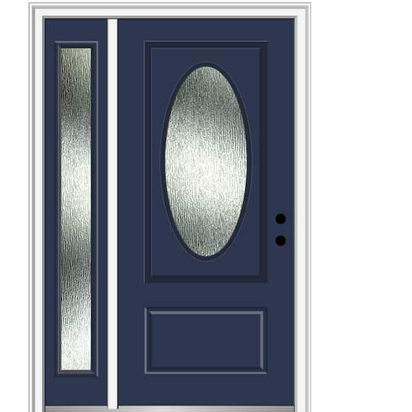 MMI Door 48 in. x 80 in. Left-Hand/Inswing Rain Glass Naval Fiberglass Prehung Front Door on 4-9/16 in. Frame