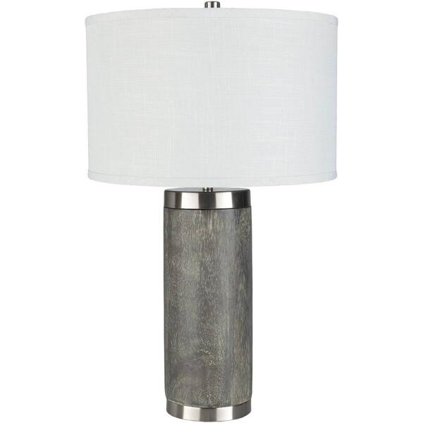 Artistic Weavers Ternia 27 in. Charcoal Indoor Table Lamp with White Drum Shaped Shade